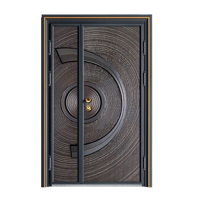 Villa doors with intricate wrought iron details